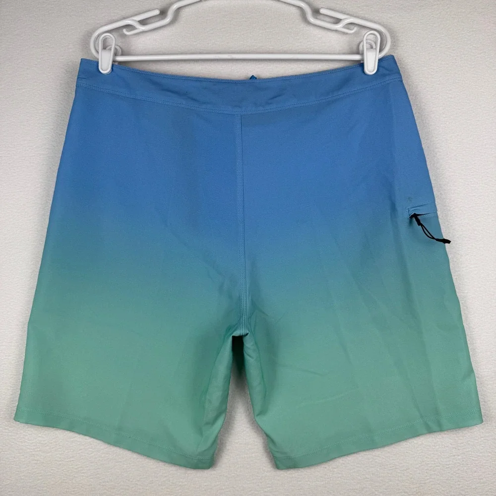 NWT Hurley Board Shorts Mens 34 Blue Green Ombre Weekender Zip Cargo MBS0012090